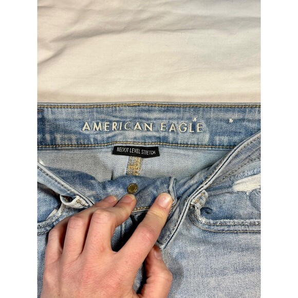 American Eagle Jeans Hi-Rise Jegging Crop Next Level Stretch Distressed Size 00 - Picture 2 of 8